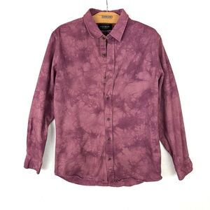 PacSun Tie-Dye Button Down Shirt – Maroon Pink Long Sleeve Casual Top